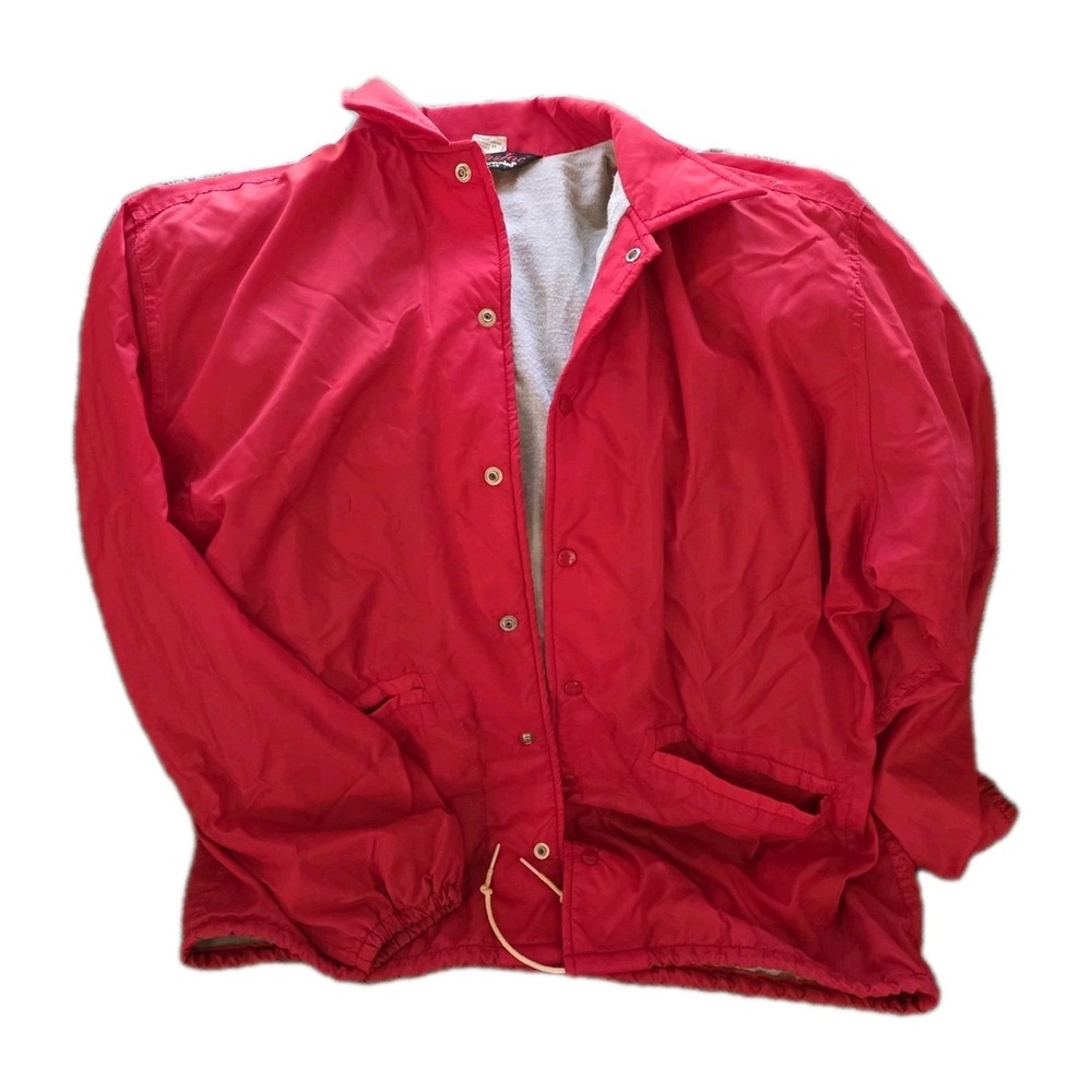 VINTAGE Pla-Jac‎ by Dunbrooke Jacket Mens Large 44-46 Red Coaches Snap Front 90s